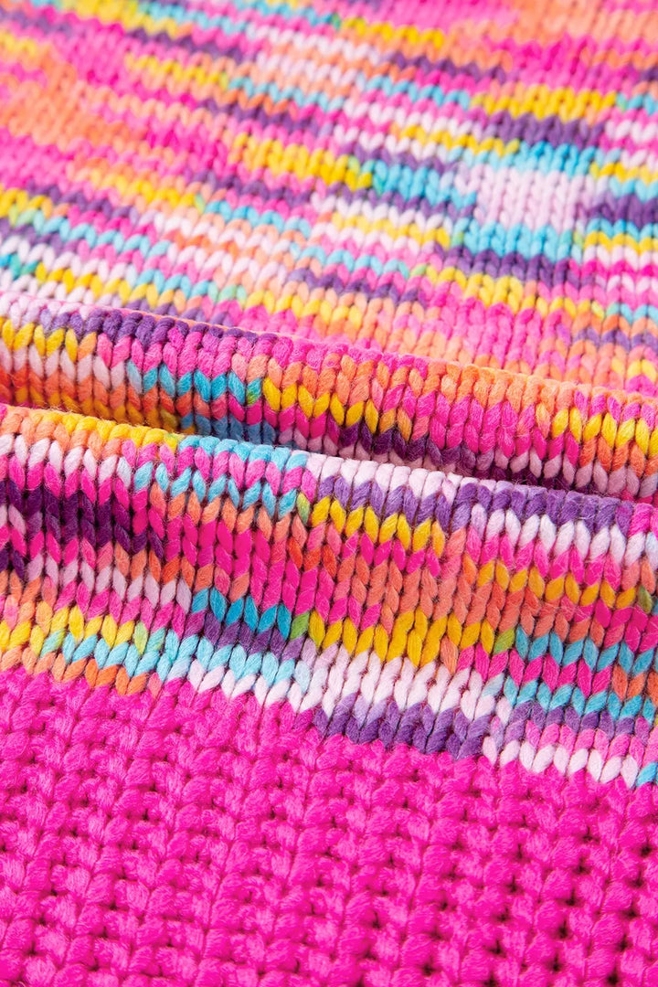 Colorful Knit Crew Neck Sweater