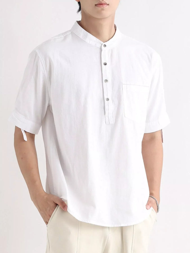 Men's Plus Size Button Detail Short Sleeve Shirt