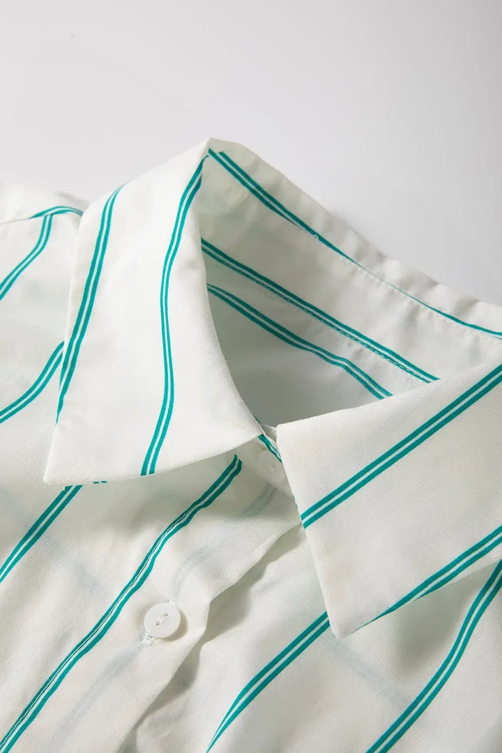St Patricks Striped Wide Short Sleeve Shift Mini Shirt Dress