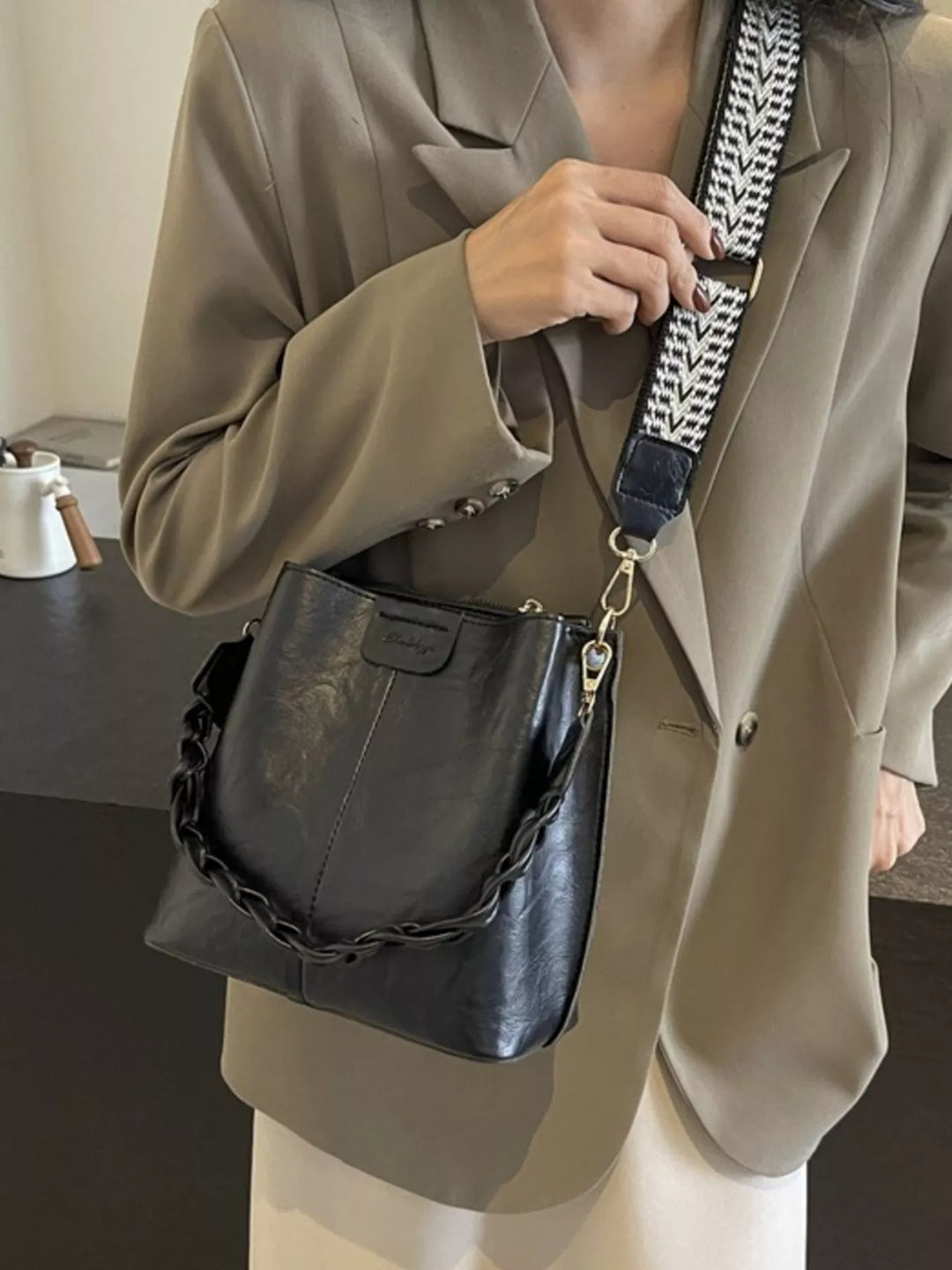 Braided Handle Crossbody Bag