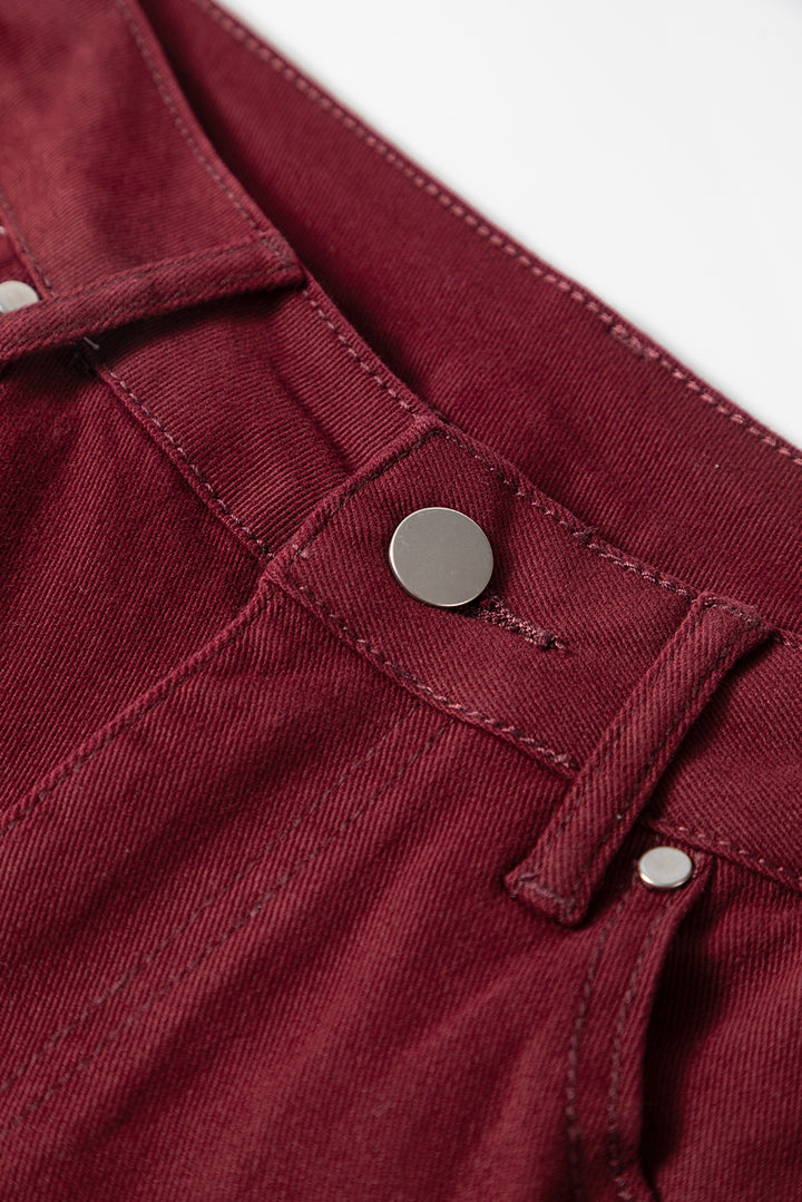 Red Dahlia Loose Straight High Waist Solid Color Jeans