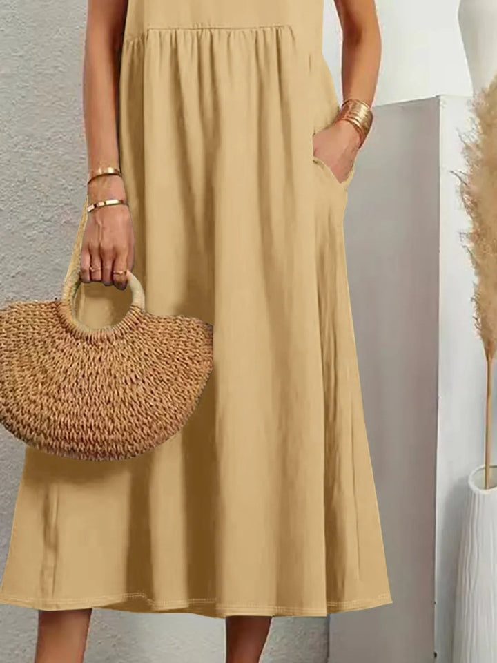 Full Size V-Neck Sleeveless Dress with Pockets Plus Size