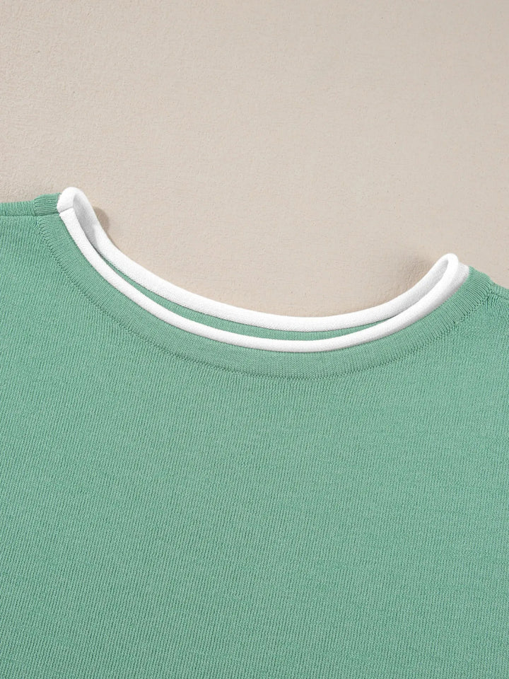 Contrast Trim T-Shirt and Drawstring Pants Set
