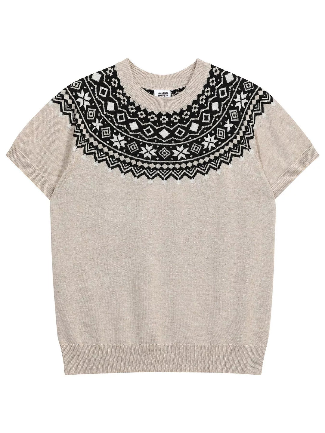 Men's Fair Isle Pattern Short Sleeve Sweater