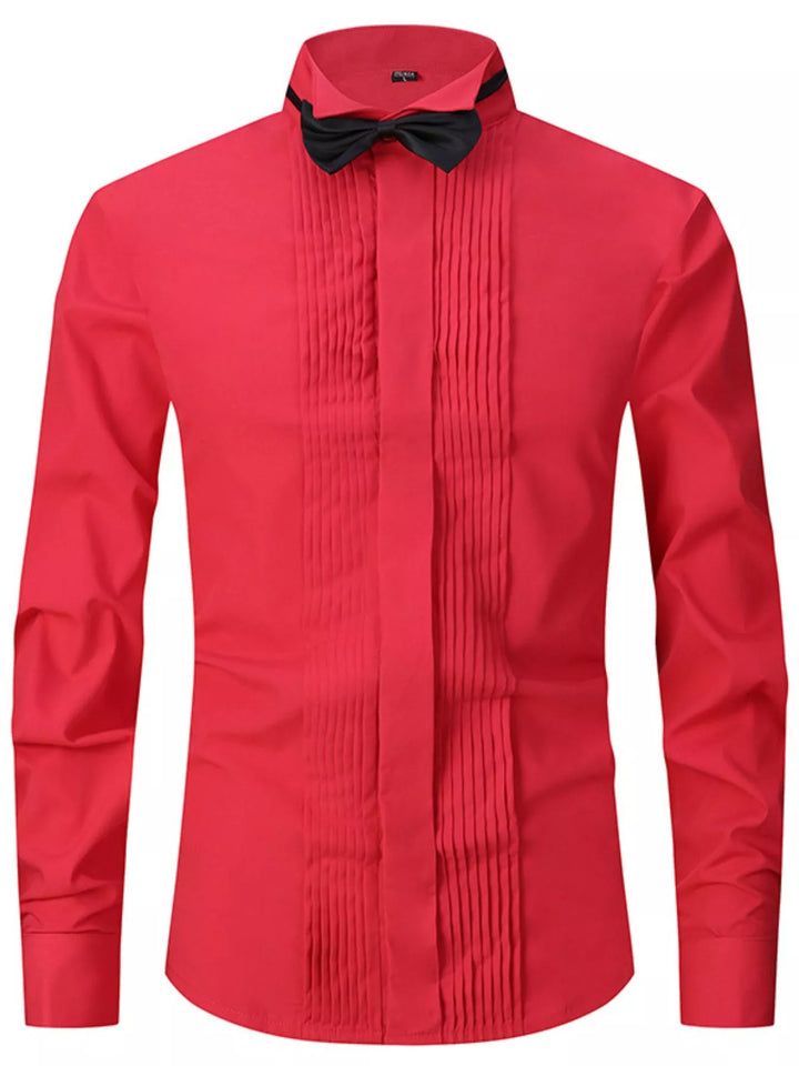 Men's Full Size Long Sleeve Shirt with Bow Tie Plus Size