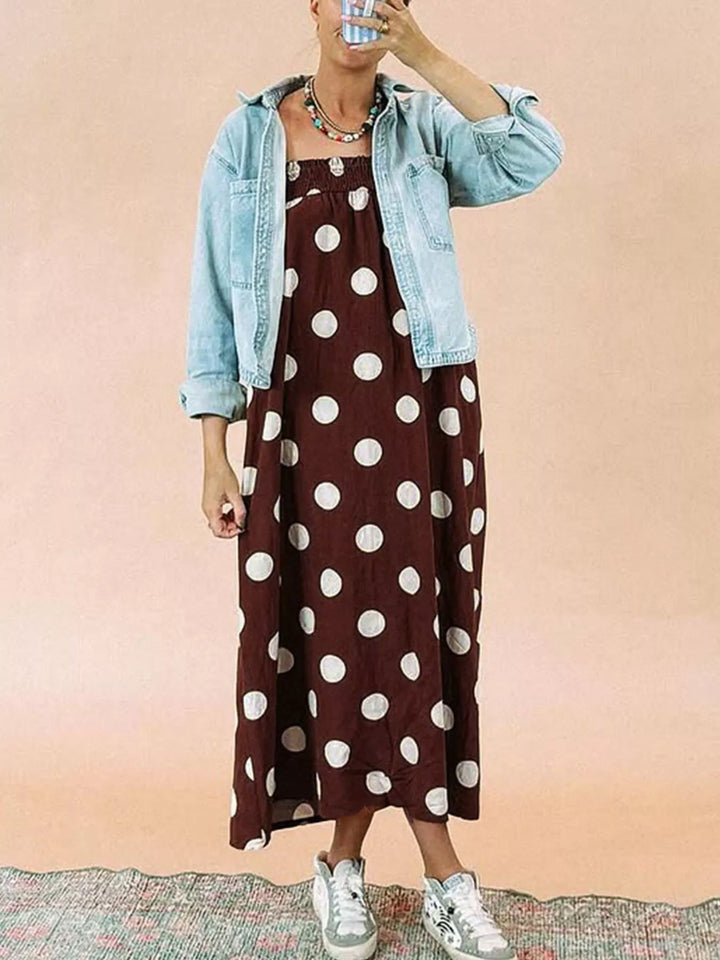 Polka Dot Spaghetti Strap Maxi Dress