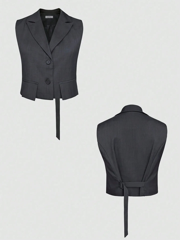 Button Up Sleeveless Top and Pants Set