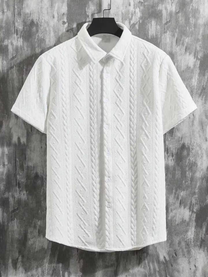 Men's Textured Knit Short Sleeve Polo & Shorts Set