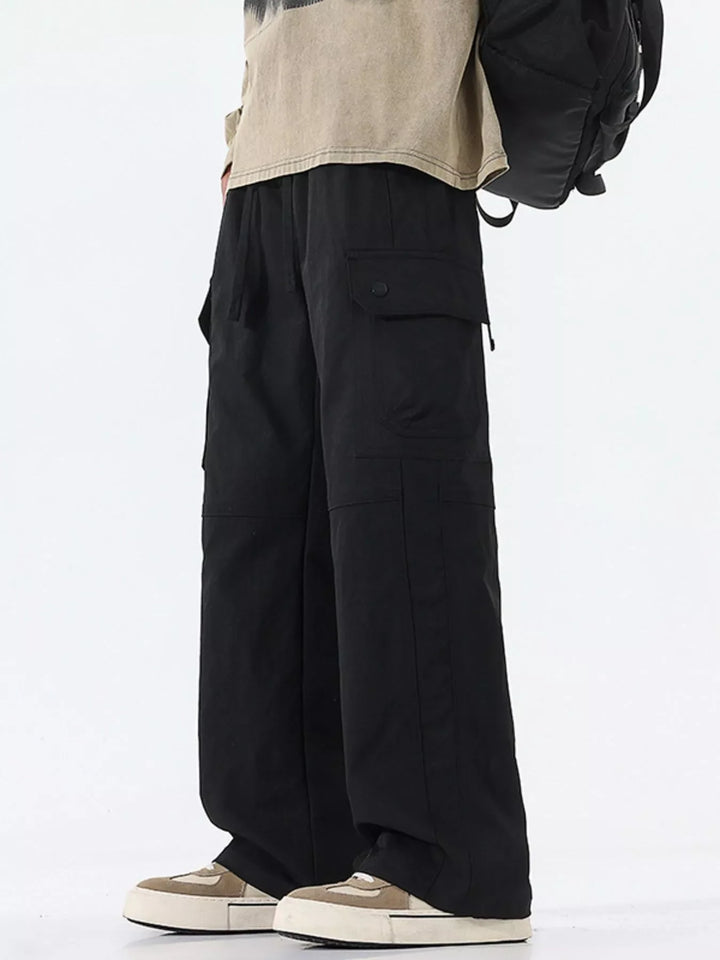 Men's Full Size Drawstring Cargo Wide Leg Pants Plus Size