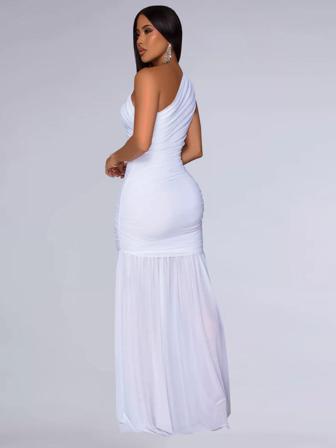 One-Shoulder Ruched Bodycon Maxi Dress