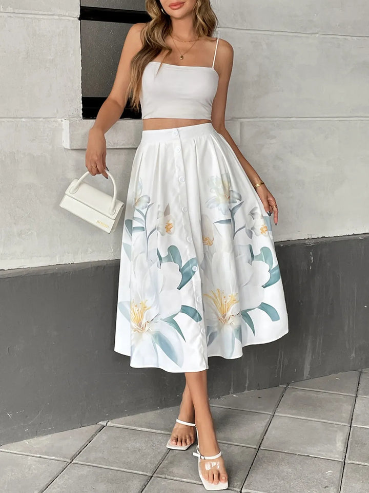 Floral Print Midi Skirt