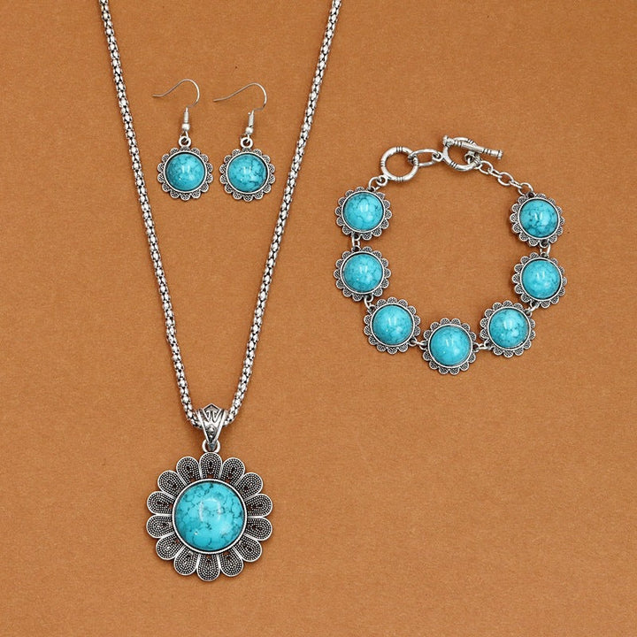 European And American Ethnic Bohemian Turquoise Necklace For Women