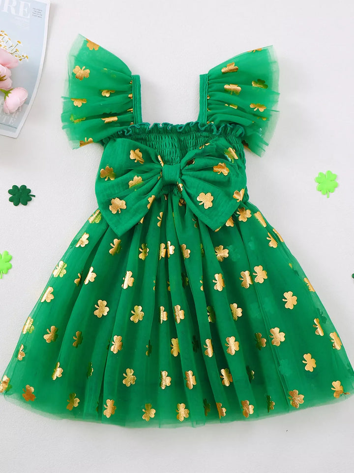 Children's Smocked Clover Tulle Dress