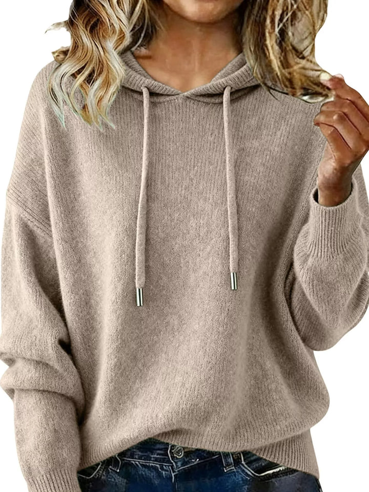 Drawstring Long Sleeve Hooded Sweater