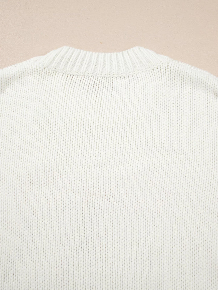 Embroidered Bow Boots Graphic Drop Shoulder Sweater