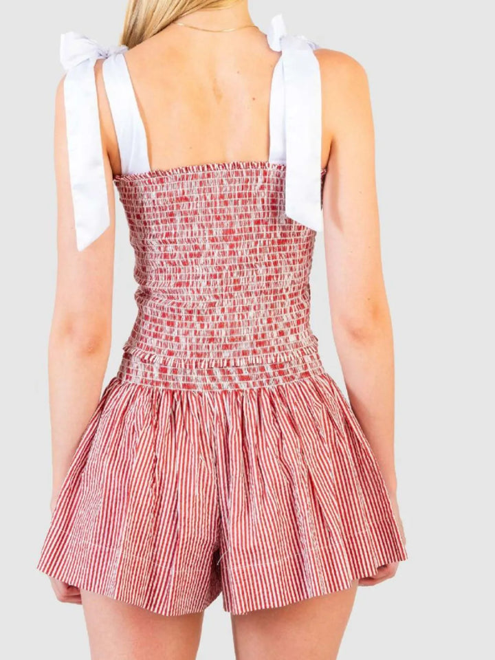 Smocked Tie Shoulder Cami and Shorts Set
