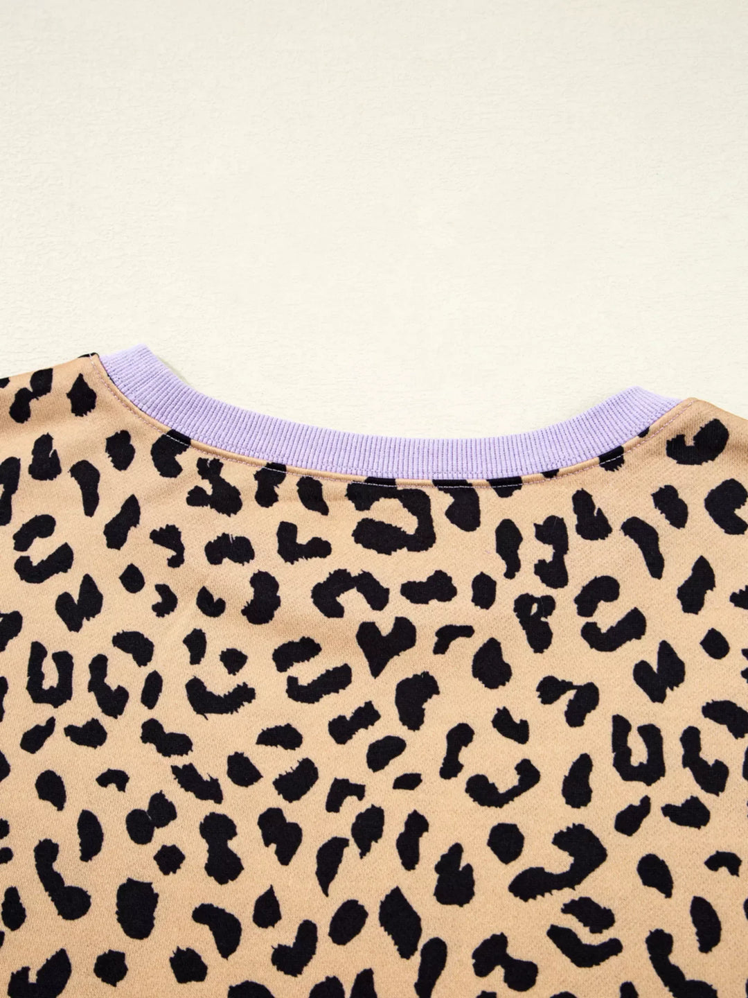 Stripe Color Block Patchwork Leopard Casual Sweatshirt with Slits