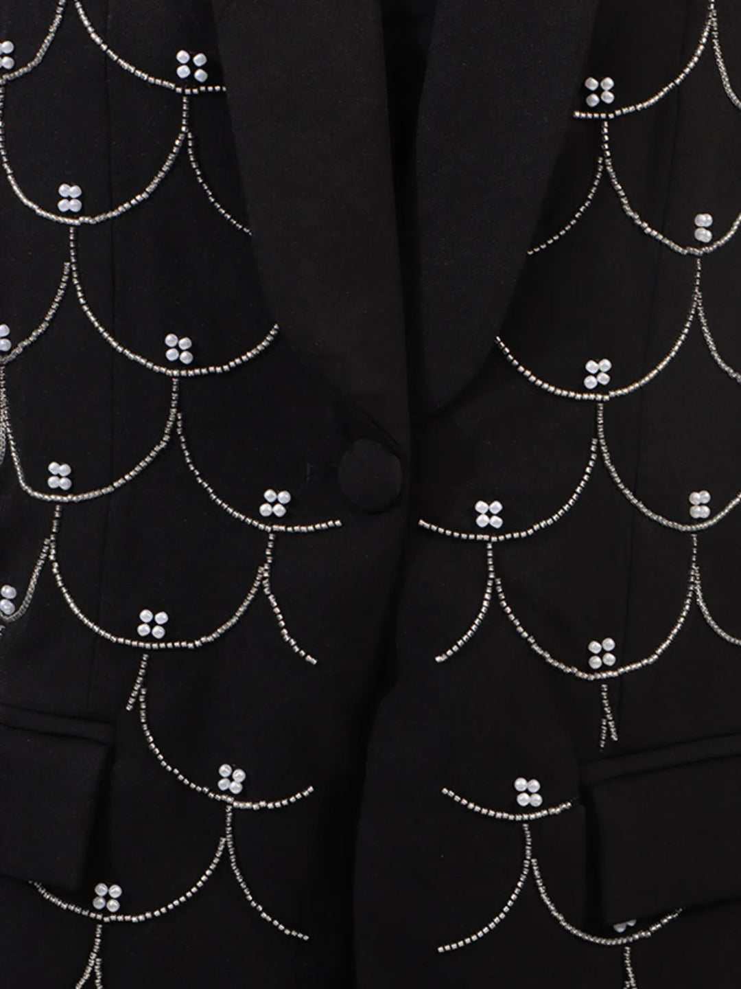 Pearl Detail Long Sleeve Blazer
