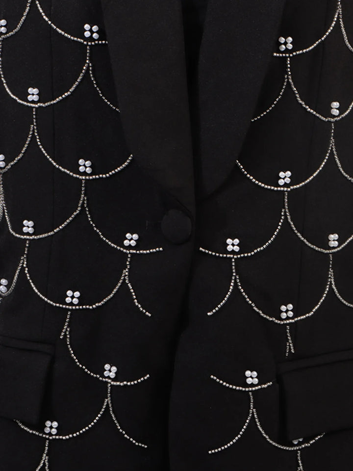Pearl Detail Long Sleeve Blazer