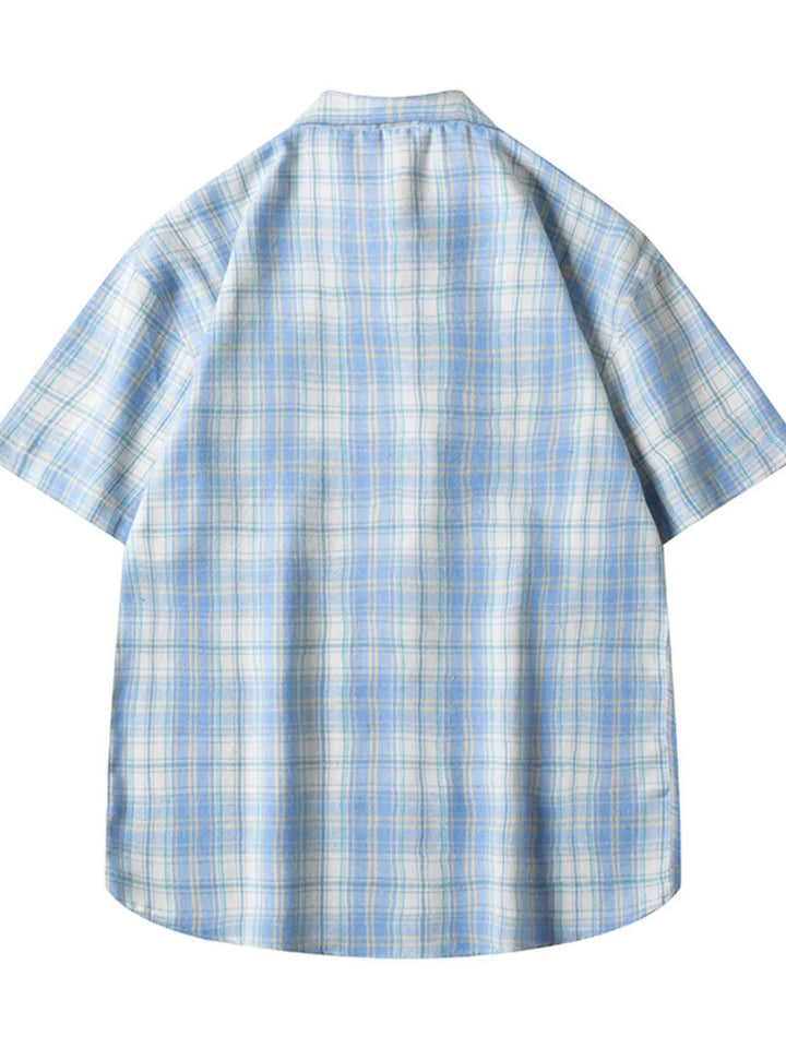 Men's Plus Size Casual Plaid Short Sleeve Shirt