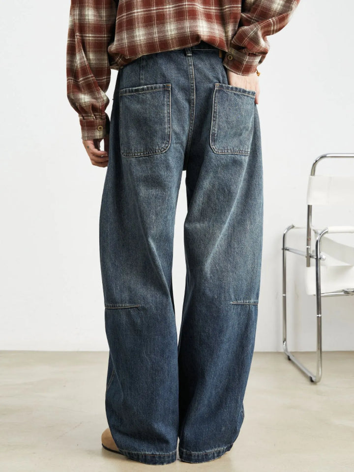Men's Relaxed Fit Drawstring Wash Jeans