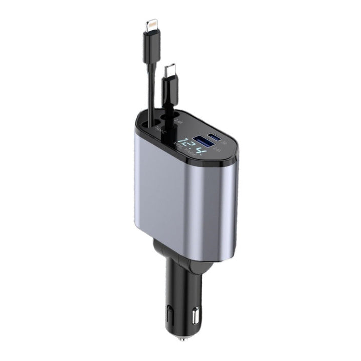 4 In 1 Retractable Car Charger Fast Car Phone Charger 120W With USB Type C Cable