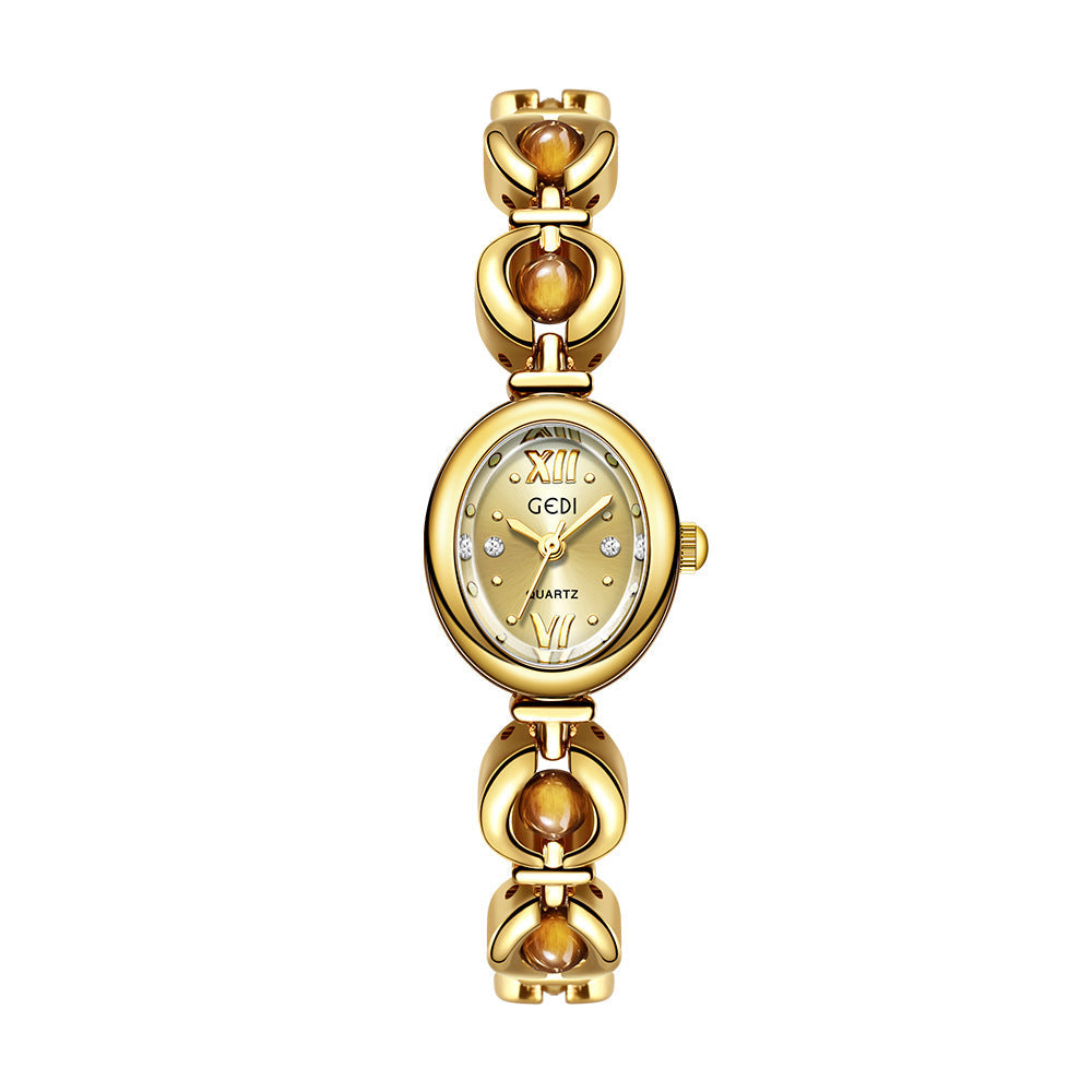 Gedi National Style Emerald Good-looking Bracelet Watch Niche High-grade Light Luxury Shell Pearls Exquisite Women's Quartz Watch