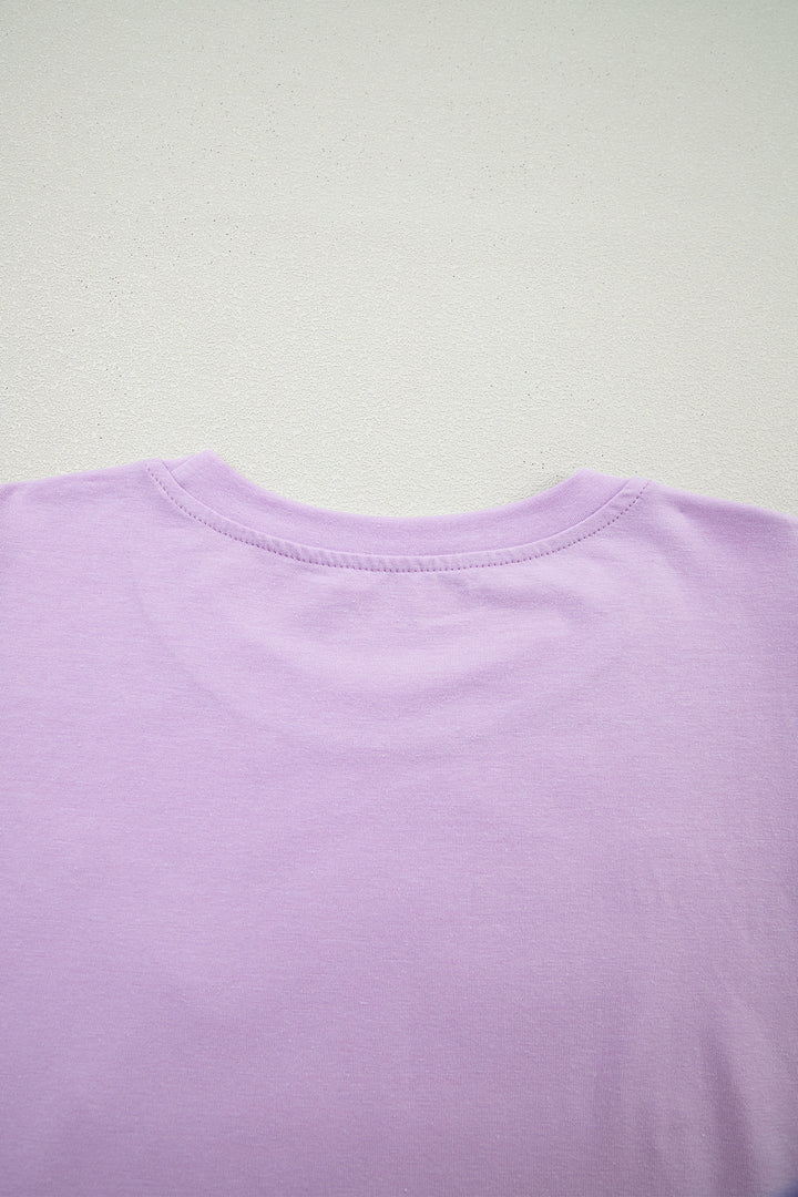 Orchid Petal Sequined MARDI GRAS Graphic Patchwork T Shirt