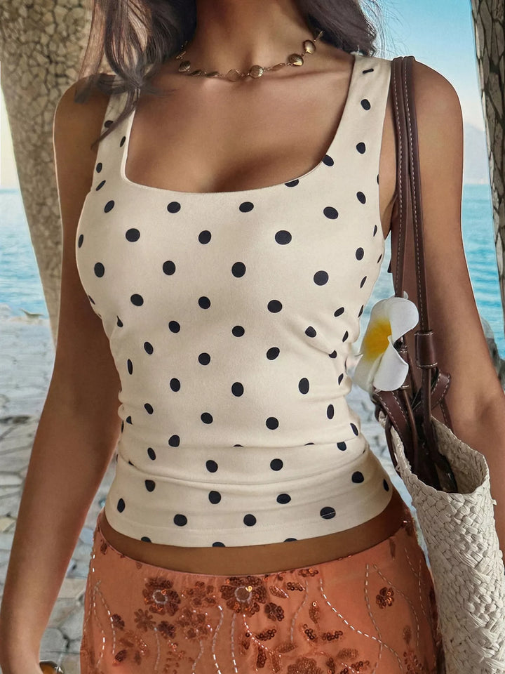 Polka Dot Scoop Neck Tank