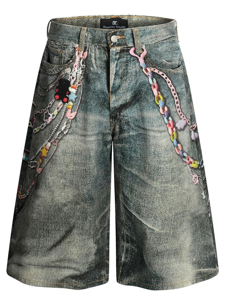 Men's Wide Leg Denim Shorts