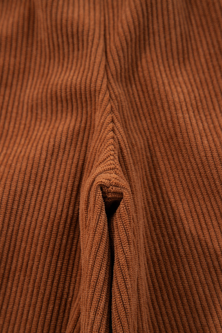 Chestnut Drawstring Elastic Waist Casual Corduroy Pants
