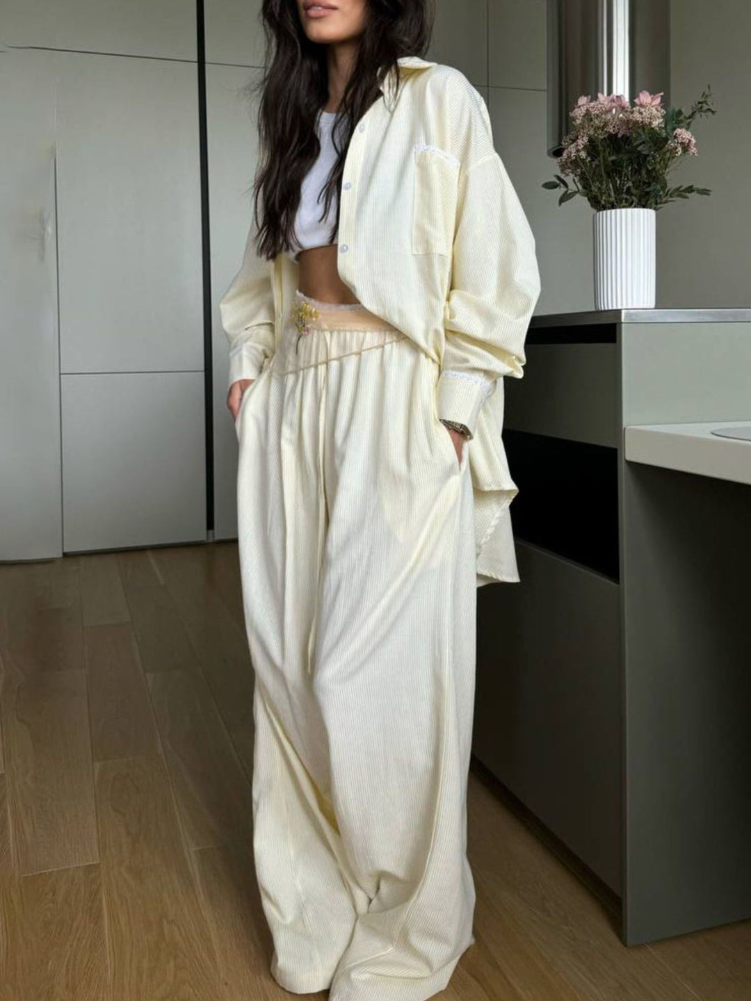 Relaxed Fit Long Sleeve Shirt and Pants Set