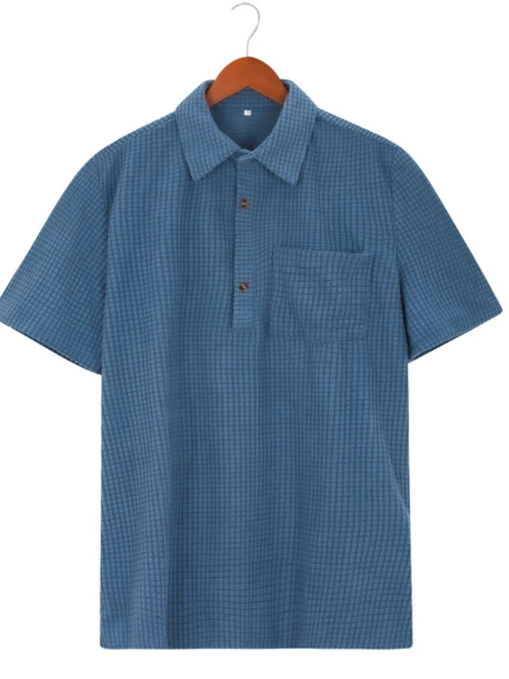 Men's Full Size Button Detail Short Sleeve Polo Plus Size