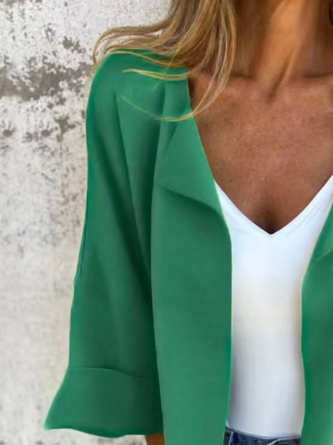 Full Size Open Front 3/4 Sleeve Cardigan Plus Size