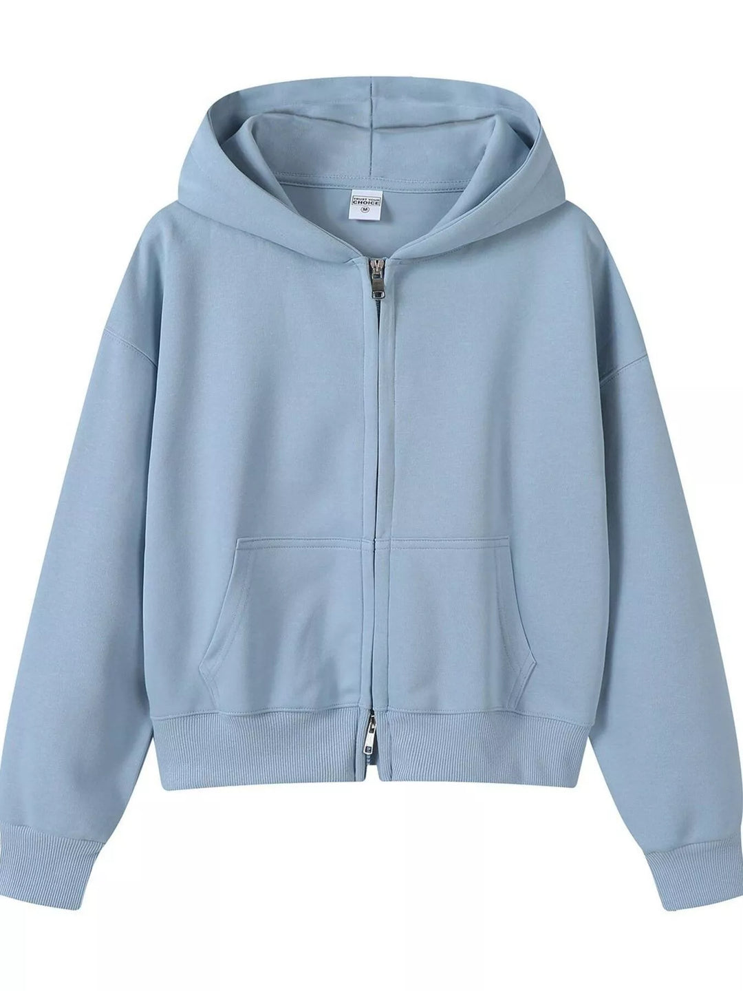 Full Size Casual Zip-Up Long Sleeve Hoodie Plus Size
