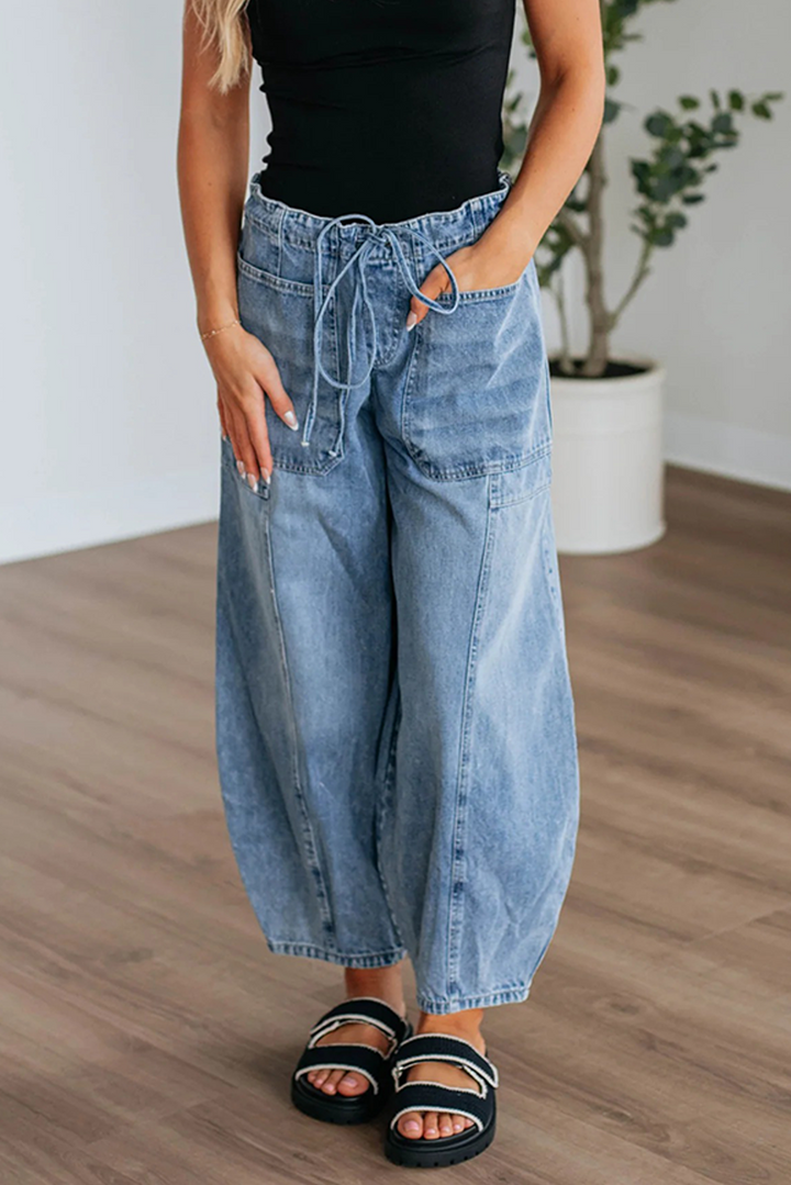 Myosotis Large Patch Pocket Drawstring Paperbag Waist Barrel Jeans