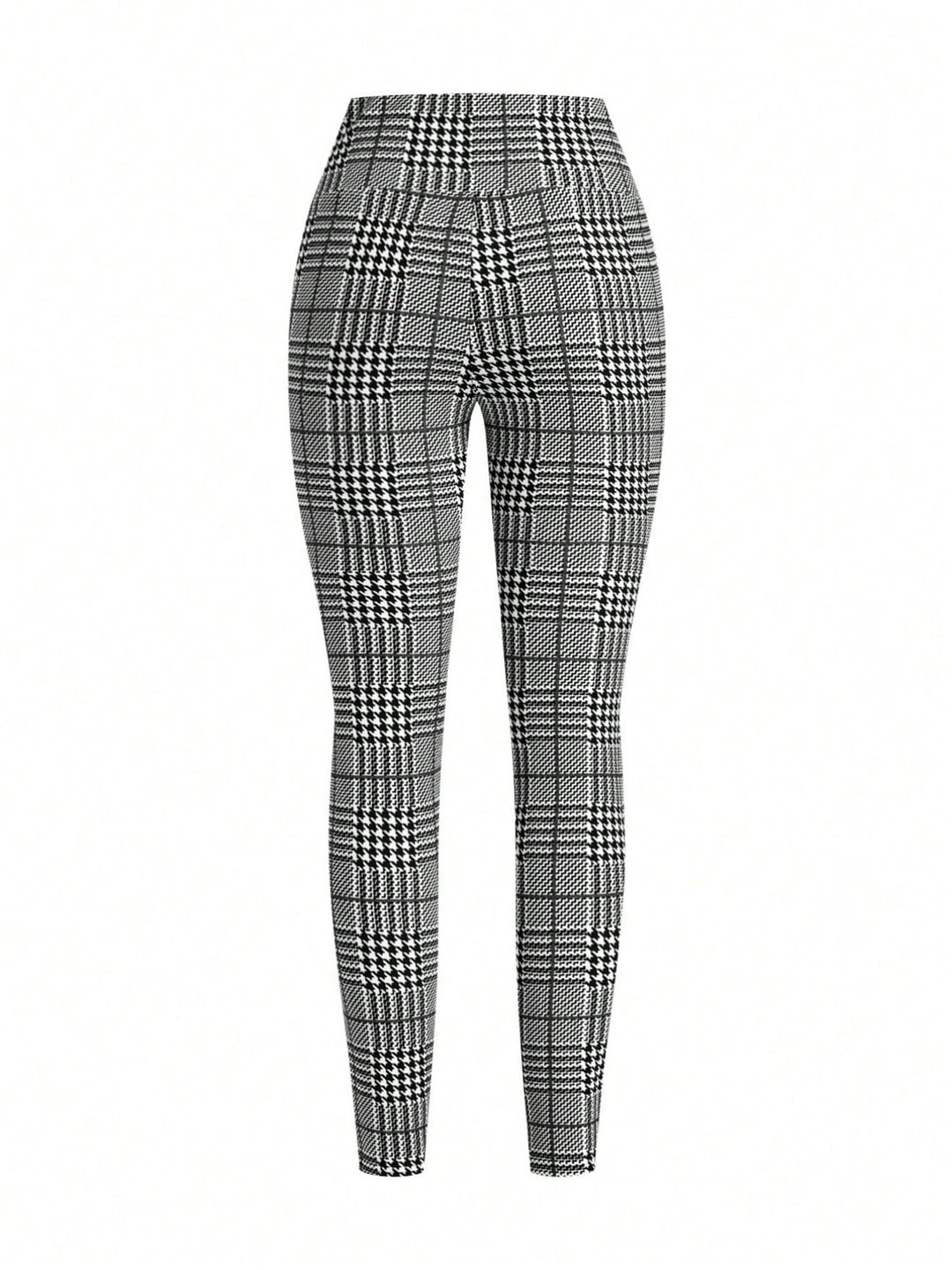 High Waist Plaid Slim Fit Pants