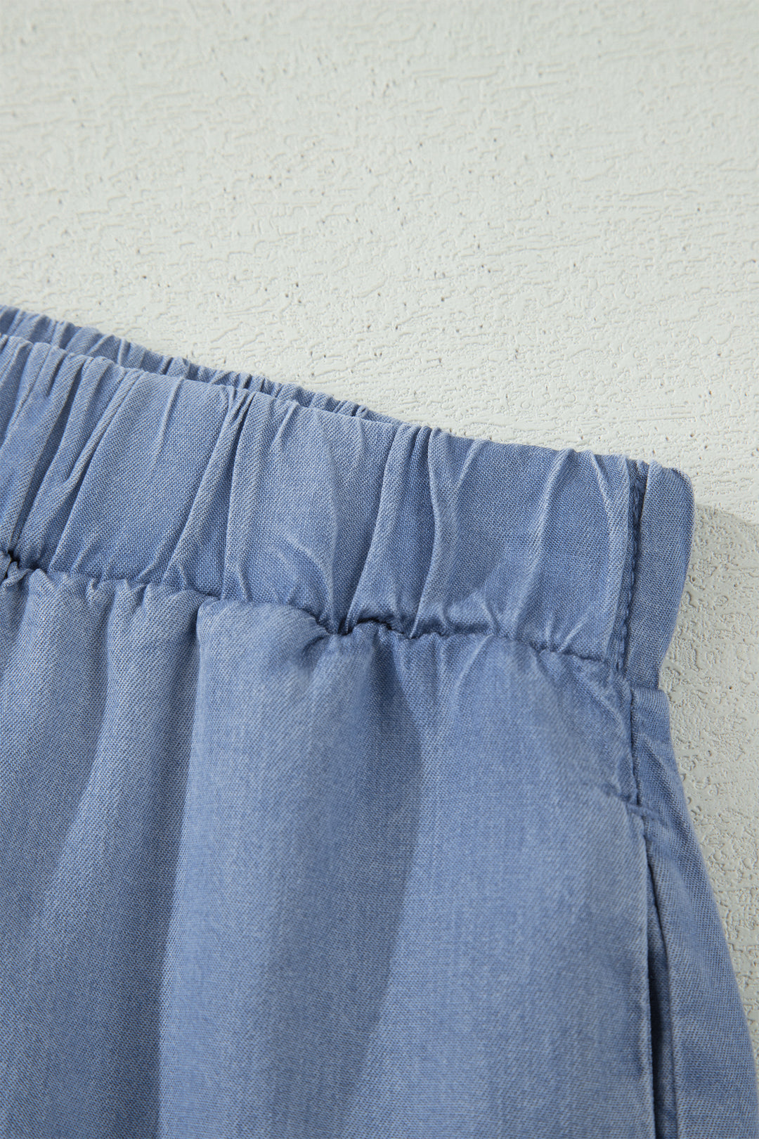 Beau Blue Elastic Waist Ruffled Tiered Flared Denim Maxi Skirt