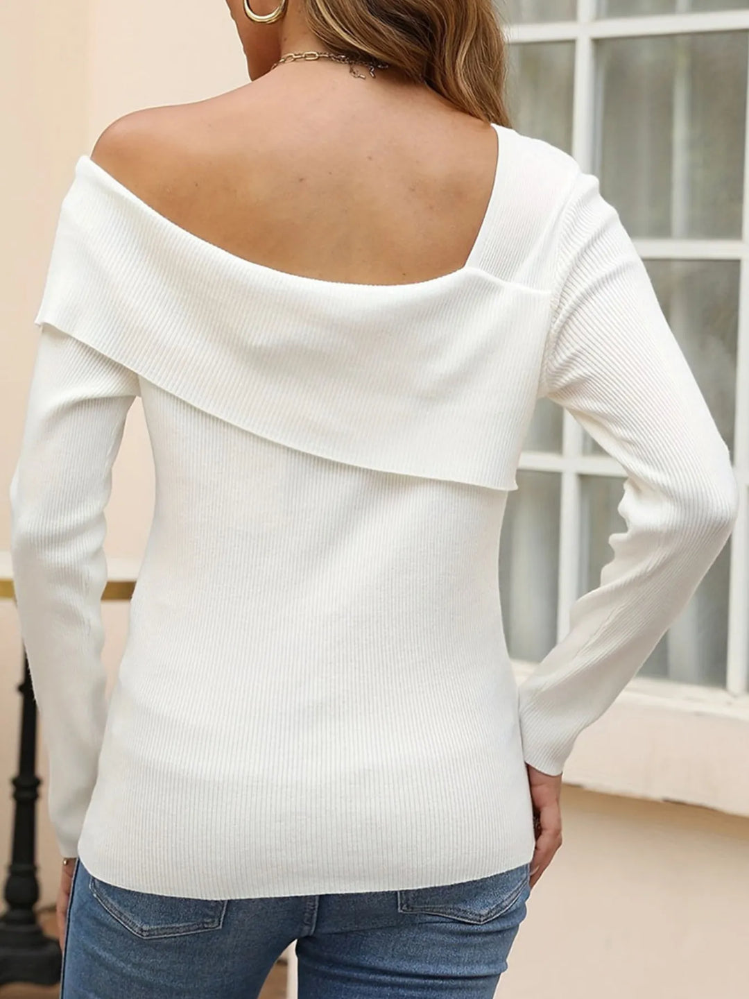 Asymmetrical One Shoulder Knit Top