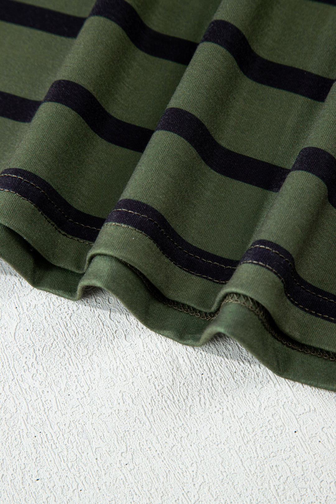 Four Leaf Clover Striped Half Buttons Crew Neck T-Shirt