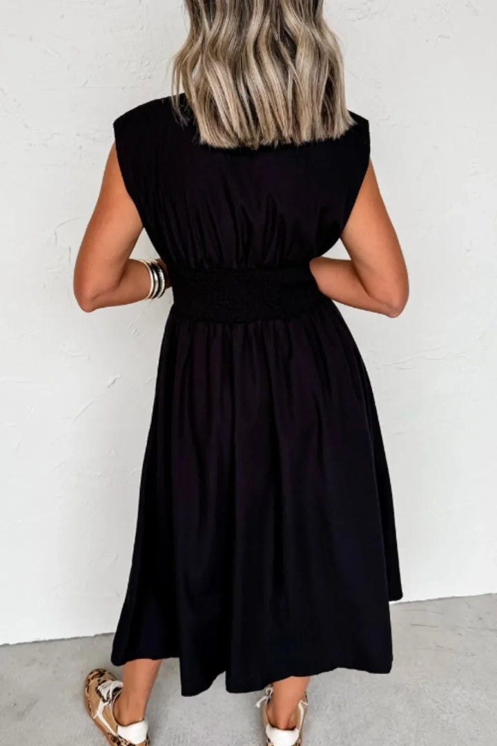 Sleeveless Zip-Front Maxi Dress