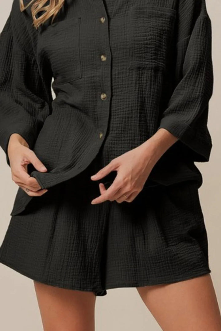 BiBi Crinkle Gauze Shirt and Short Set