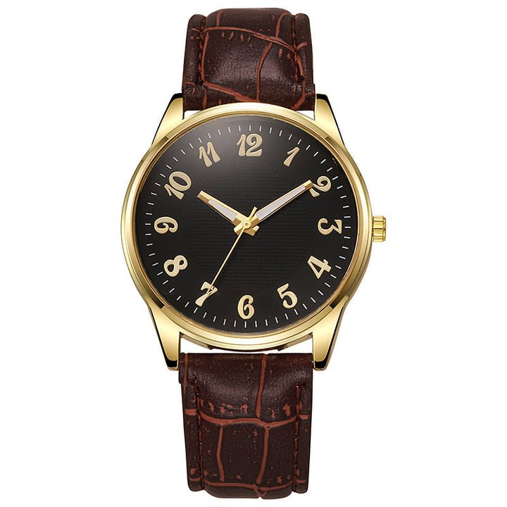 Quartz Mens Business-style Alloy Luminous Luxury Wristwatch With A Leather-band Feel