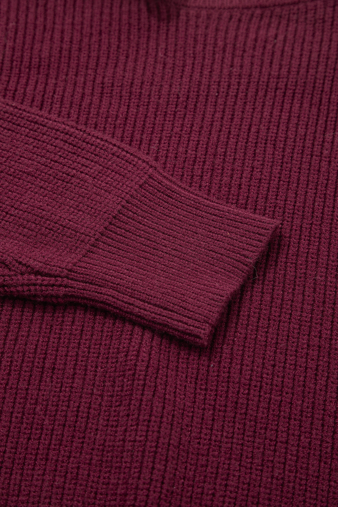 Burgundy Lace Bowknot Asymmetric Neck Sweater