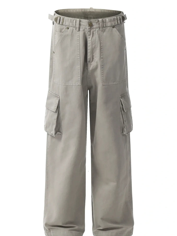 Men's Straight Cargo Pants with Multiple Pockets
