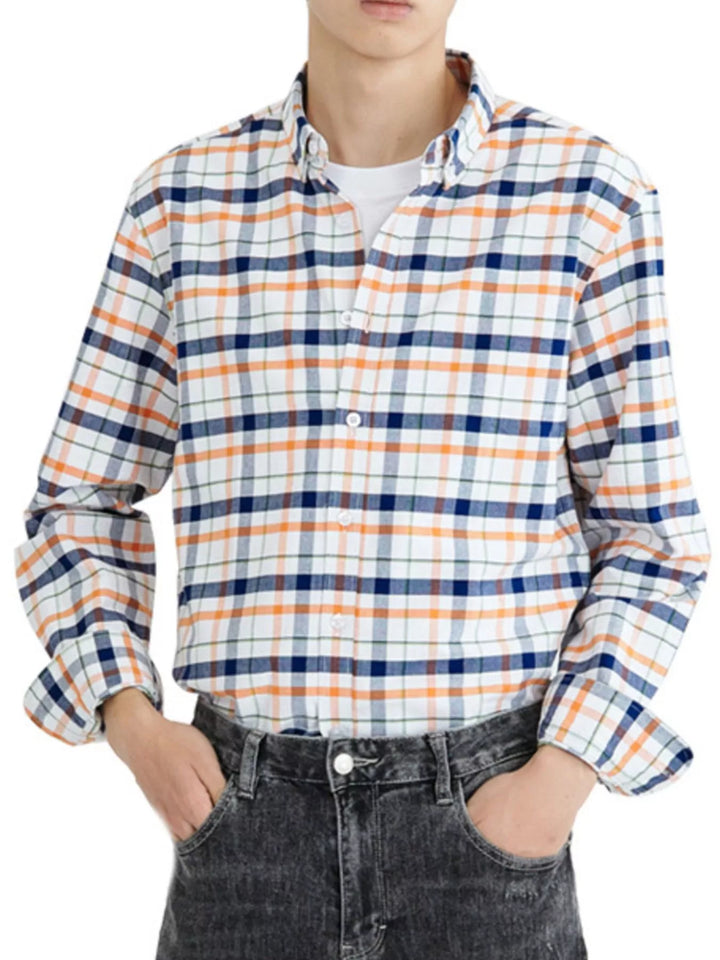 Men's Full Size Plaid Long Sleeve Shirt Plus Size