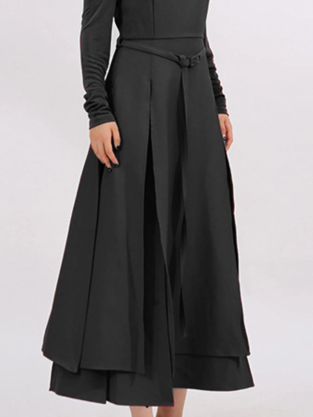 Slit Spaghetti Strap Long Sleeve Dress