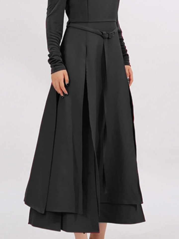 Slit Spaghetti Strap Long Sleeve Dress