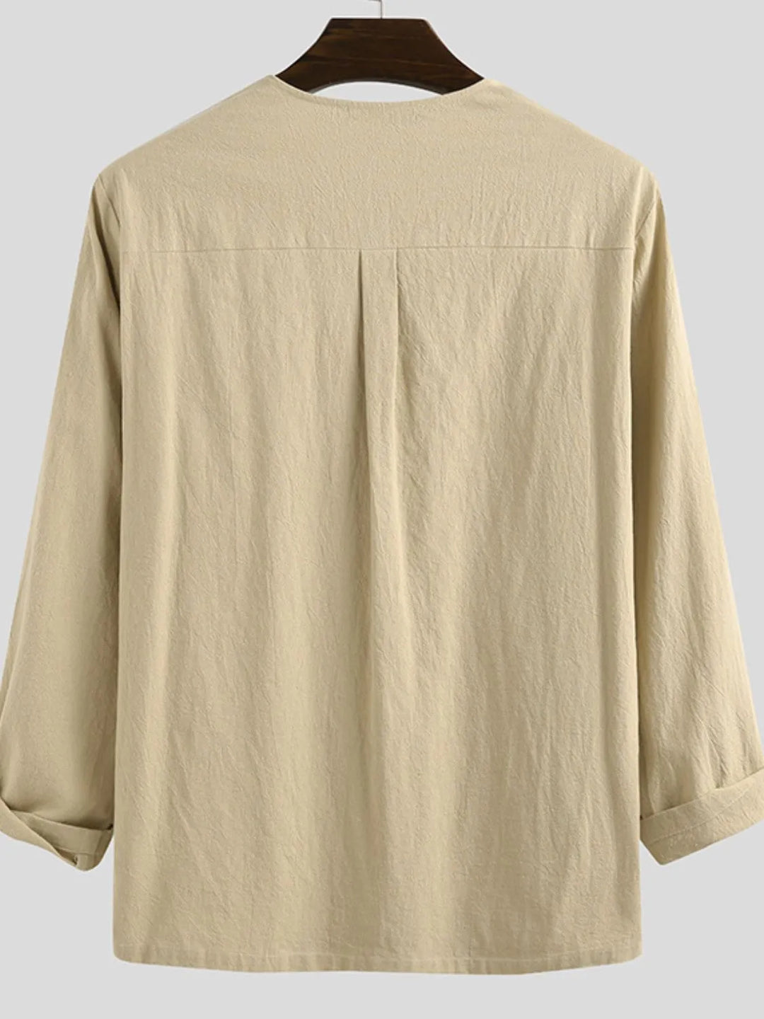 Men's Full Size Casual Lace-Up Long Sleeve Blouse Plus Size