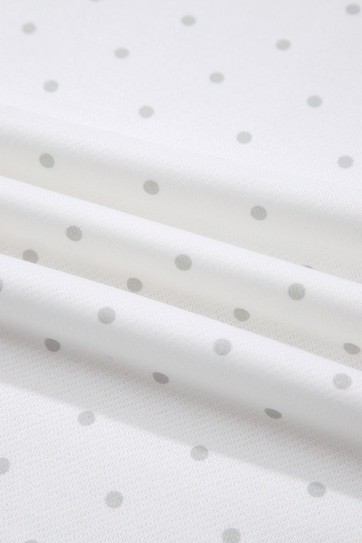 White Polka Dot Print Side Stripe Detail Casual Sweatshirt 2pcs Short Set